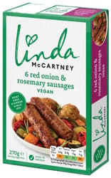 Linda McCartney's Veganské klobásky s červenou cibulí a rozmarýnem, mražené (6 ks)