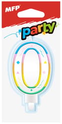 Cake candle number 0, rainbow, 1pc