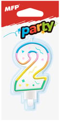 Cake candle number 2, rainbow, 1pc