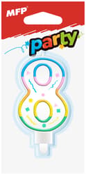 Cake candle number 8, rainbow, 1pc