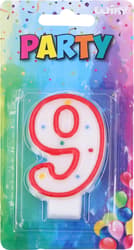 Cake candle number 9, rainbow, 1pc