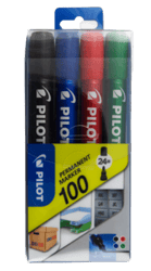 Pilot 100 round permanent marker, 4 colors