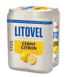 Litovel Černý citron nealko plech (4×0,5 l)