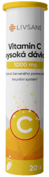 LIVSANE Vitamin C vysoká dávka 1000mg šumivé tablety červený pomeranč 20 ks