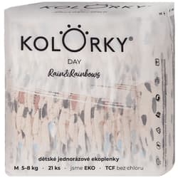 Kolorky EKO Jednorázové plenky day M déšť a duhy (5–8 kg) 21 ks