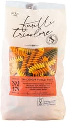 Marks & Spencer Tricolor dried semolina fusilli pasta with tomatoes and spinach