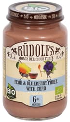 Rudolfs BIO Pear and blueberry pure with curd