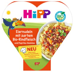 HiPP BIO Vaječné nudle se zeleninou a jemným hovězím masem