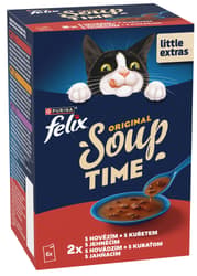 Felix Soup polévky pro kočky hovězí, kuře, jehněčí 6×48 g