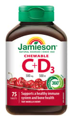 JAMIESON Vitamíny C a D3 třešeň cucací tbl.75