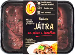 DZ Klatovy Chicken liver in a pan with basil