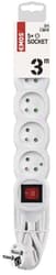 Emos White extension cable with switch, 5 sockets, 3 m