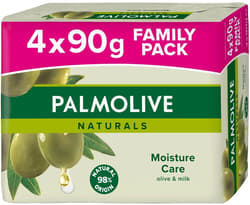 Palmolive Naturals Family pack tuhé mýdlo s výtažky z mléka a oliv 4×90 g