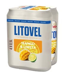 Litovel Mango a limeta nealko plech (4×0,5 l)
