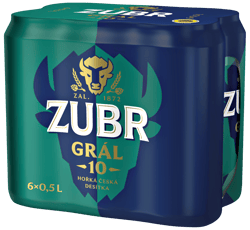 Zubr Grál 10 výčepní pivo plech (6×0,5 l)