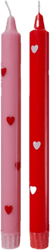 Butlers Art Bougie set of heart-shaped candles, red, 2 pcs