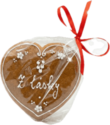 Perníčkův sen Gingerbread full of joy - decorated white heart