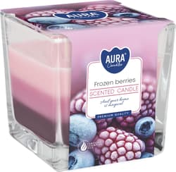 Three-coloured scented candle in glass