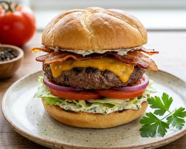 Hovězí burger se slaninou a sýrem