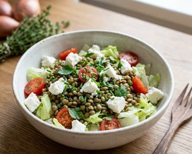 Lentil salad with feta cheese