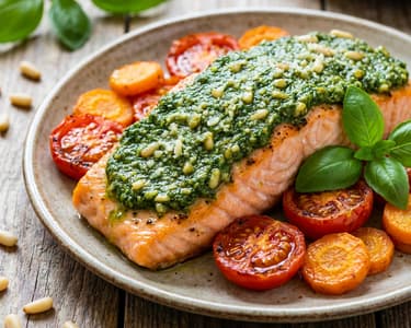 Salmon with vegetables from one sheet pan