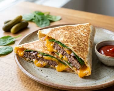 Zapečené burger tortilly