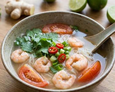 Bún tôm – shrimp broth with noodles