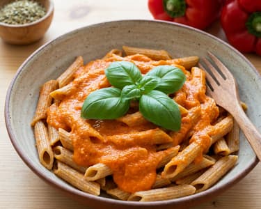 Penne with Bell Pepper and Tomato Sauce