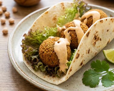 Falafel in a tortilla with chili lime mayonnaise