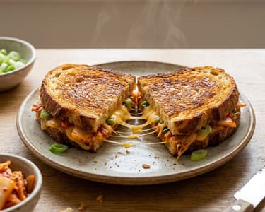Zapékaný Kimchi Grilled Cheese sendvič | Křupavá asijská fúze