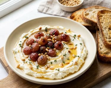 Šlehaná feta s pečeným hroznovým vínem | Lehký letní předkrm