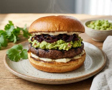 Veganský Portobello burger s avokádem