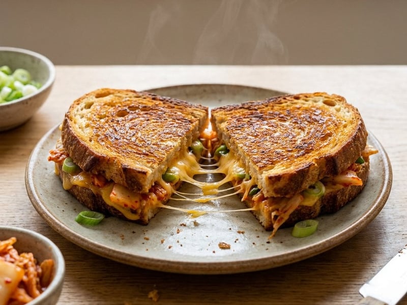 Zapékaný Kimchi Grilled Cheese sendvič | Křupavá asijská fúze