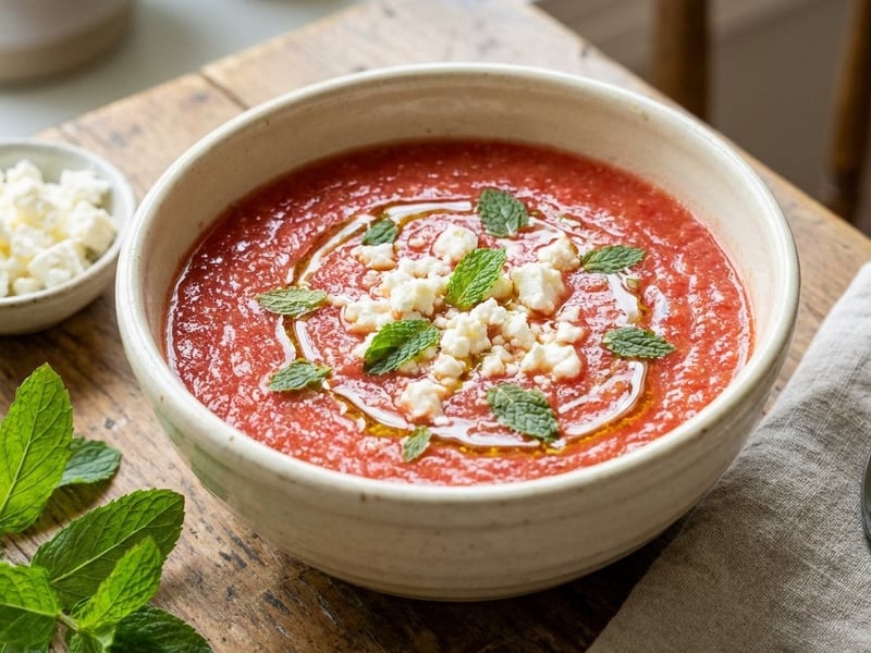 Studené melounové gazpacho s fetou | Osvěžující letní polévka