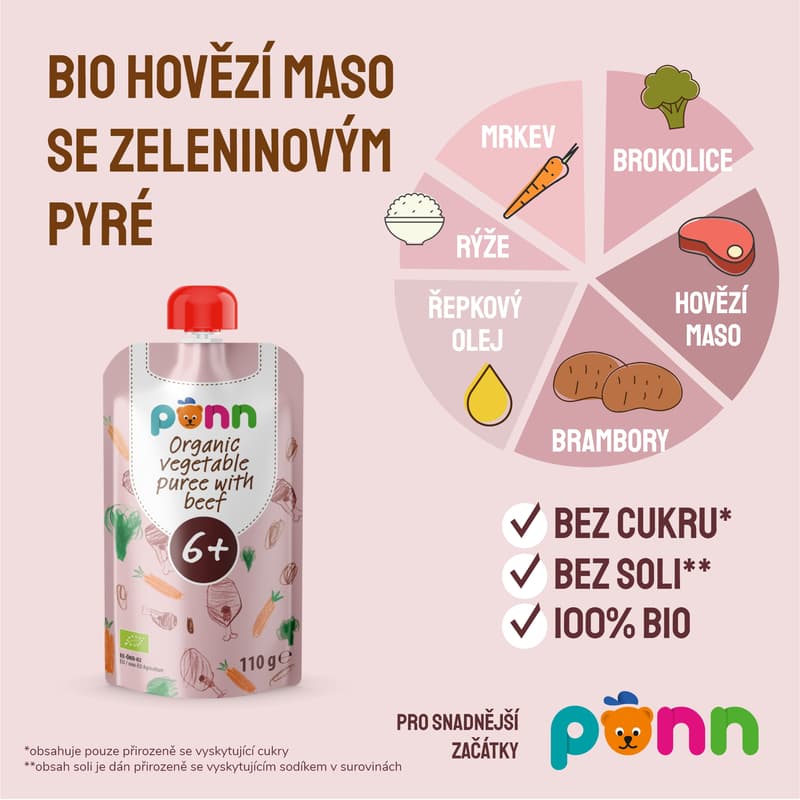 Põnn Organic vegetable puree with beef