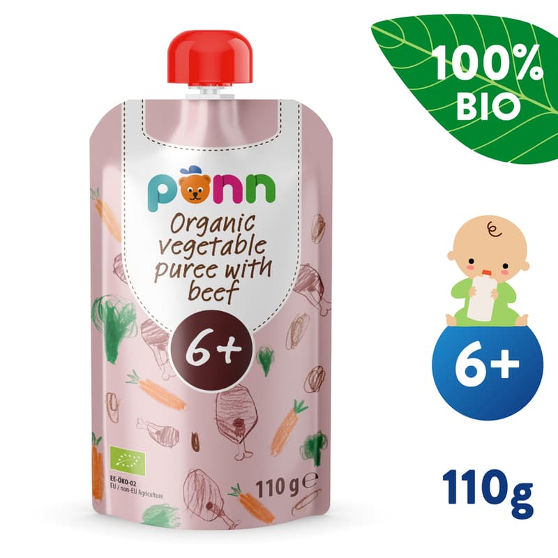 Põnn Organic vegetable puree with beef