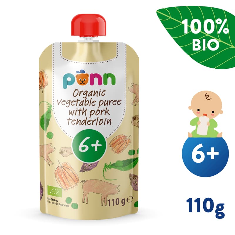 Põnn Organic vegetable puree with pork tenderloin 