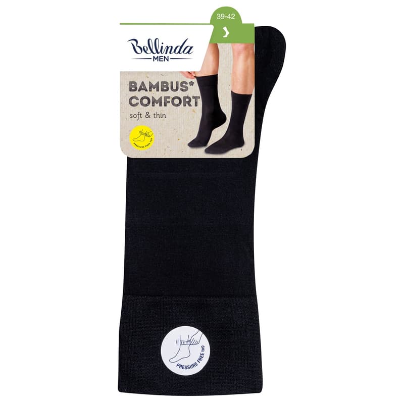 Bellinda Men's bamboo socks black, sizes 39–42