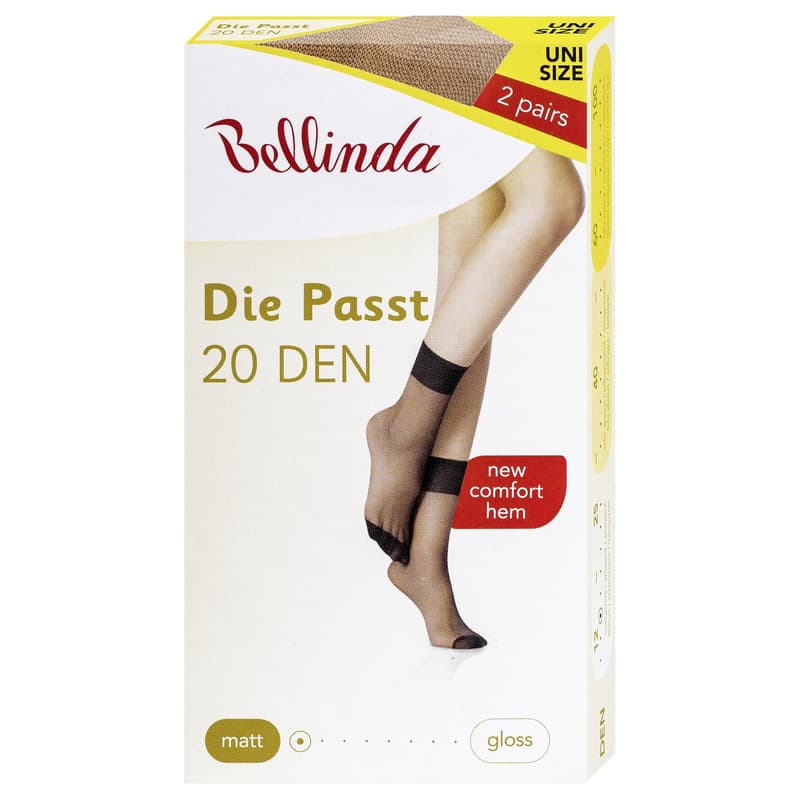Bellinda nylon socks DIE PASST, black, size UNI, 2 pcs