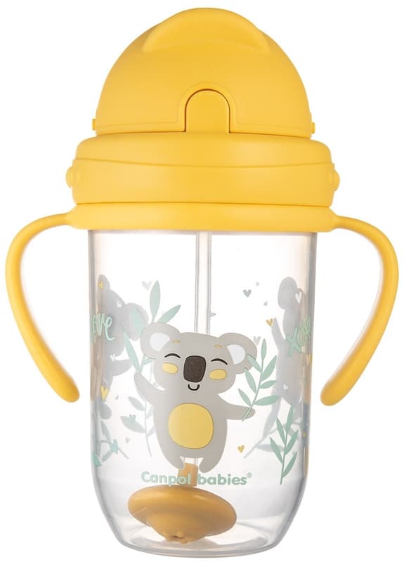 Canpol babies Non-spill cup with straw and weight Exotic animals yellow