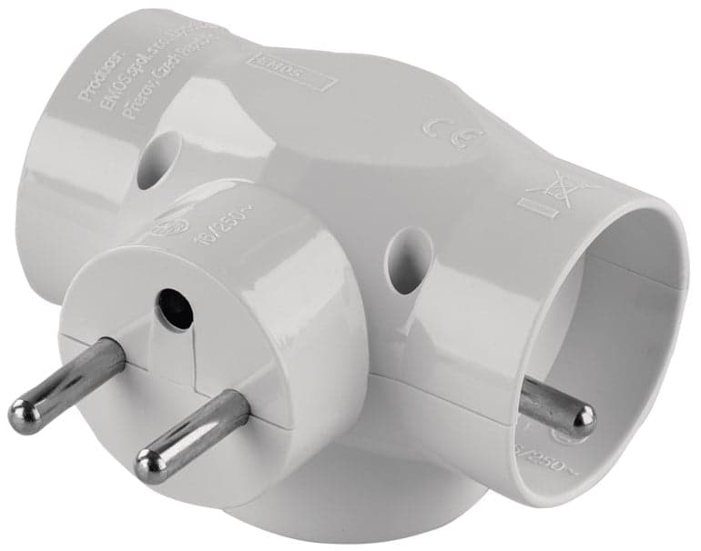 Emos Split socket 3 round, white
