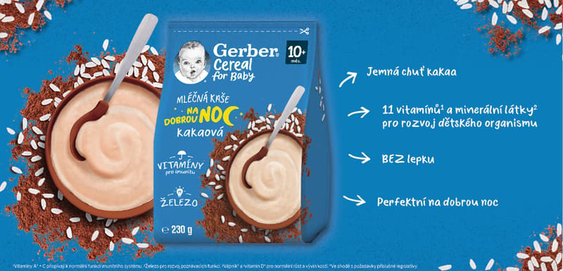 Gerber Cereal Cocoa Milk Porridge Good night