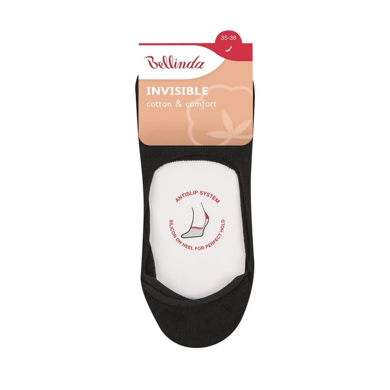 Bellinda Low Shoe Invisible Cotton Socks, Black, Size 35-38