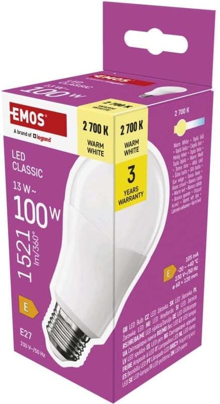 LED Bulb Classic A60 / E27 / 13 W (100 W) / 1521 lm / Warm white