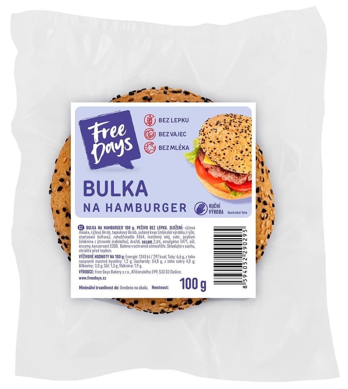 Free Days Bezlepková hamburger bulka sezam