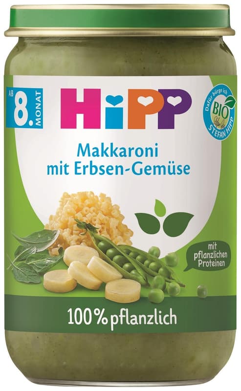 HiPP BIO macaroni with vegetables, peas, and pea protein