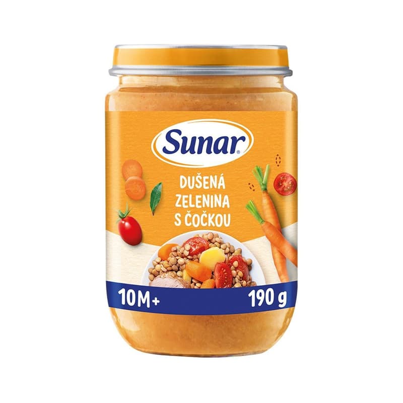 Sunar baby food steamed vegetables with lentils 10m+, 190g
