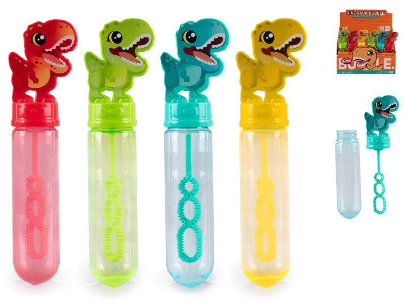 4asstd colot (light green,dark green,red, yellow) 14cm plastic bubble fun w/dino 24pcs in DBX