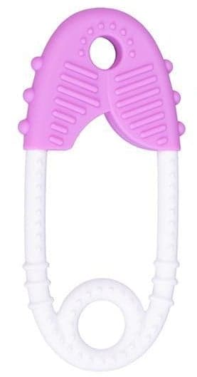 3asstd color (white-pink,white-black,white-green) silicone teether pin 0m+ in PVCbag w/header