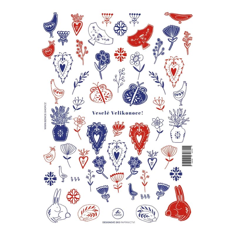 Be Nice Stickers Happy Easter red and blue